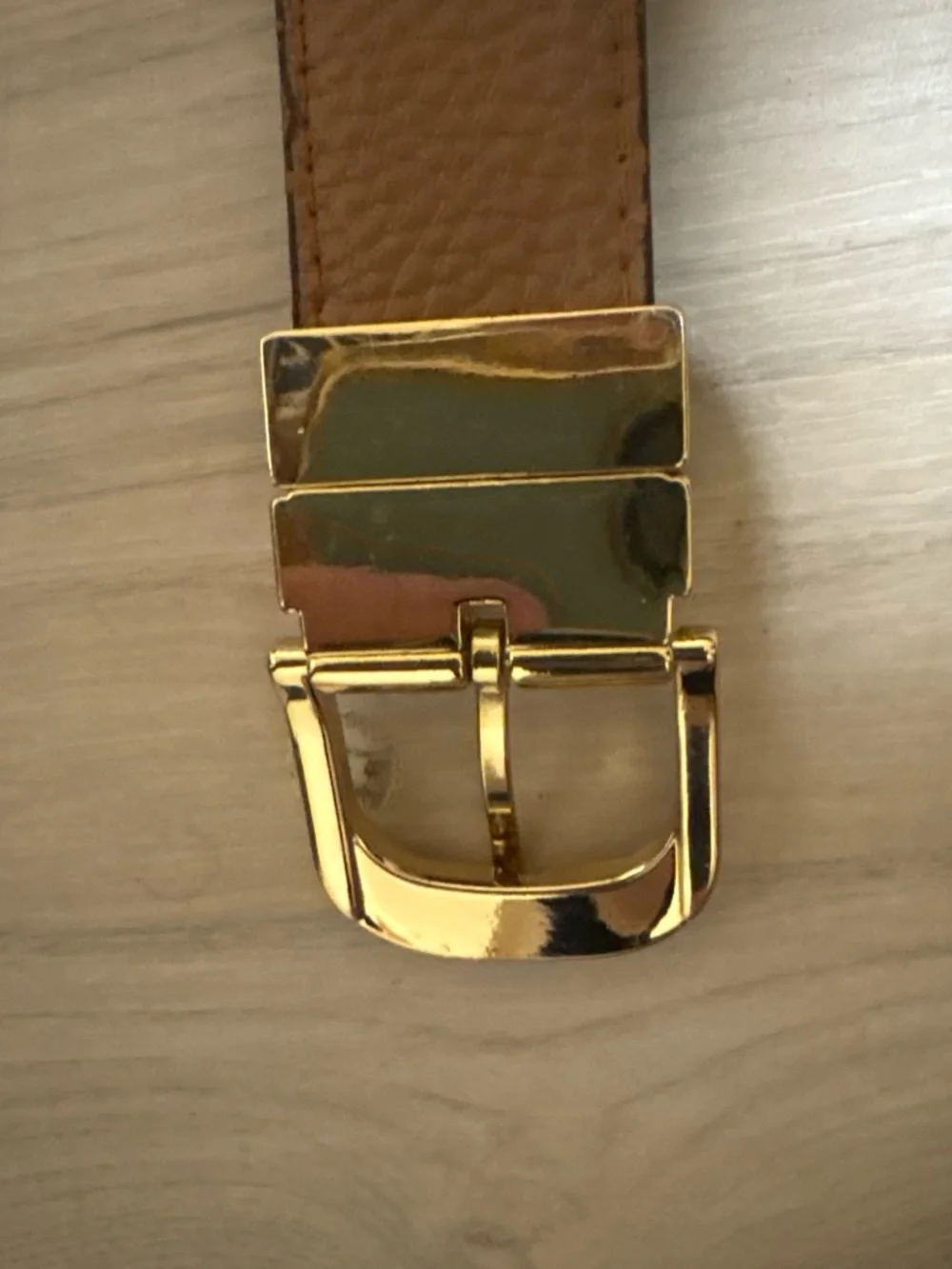 Michael Kors Tan and Brown Signature MK Canvas Belt with Gold Buckle